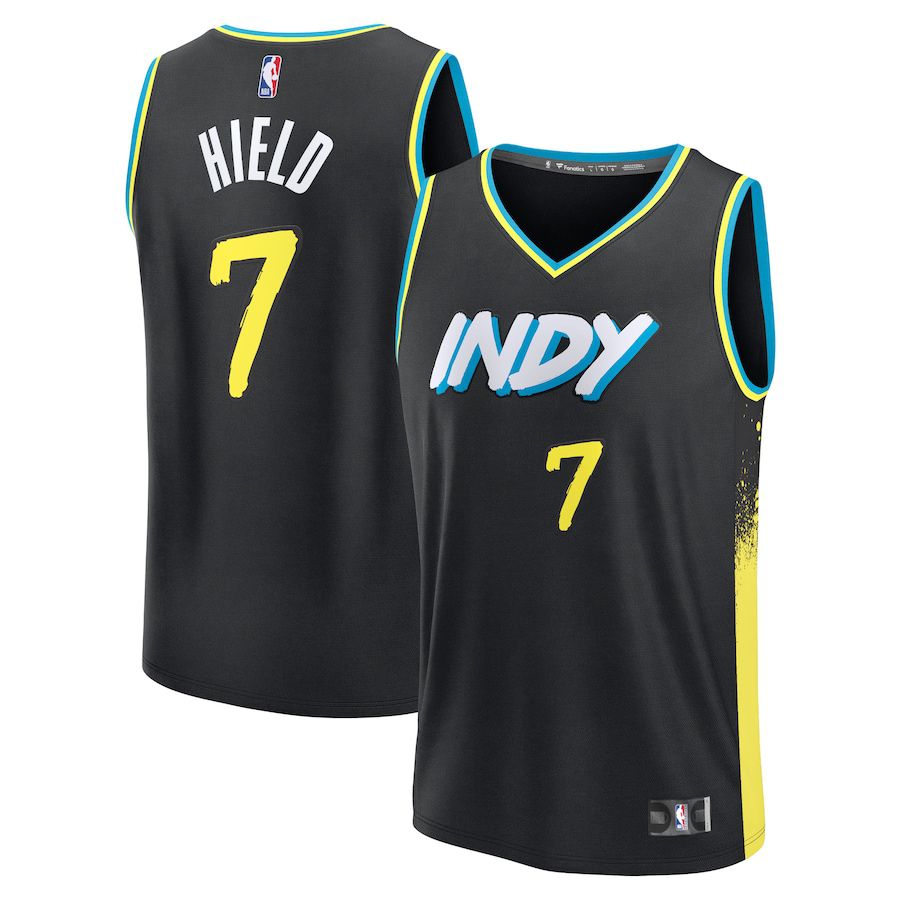 Men Indiana Pacers 7 Buddy Hield Fanatics Branded Black City Edition 2023-24 Fast Break NBA Jersey